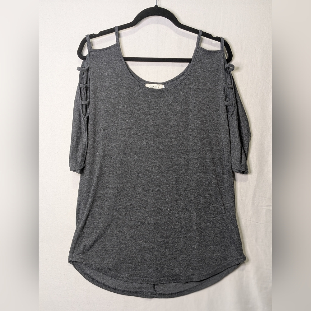 Gray Cold Shoulder Top